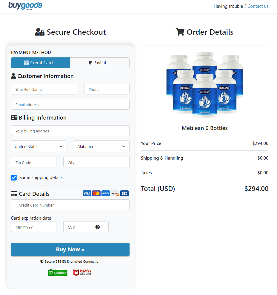 Secure Order Form